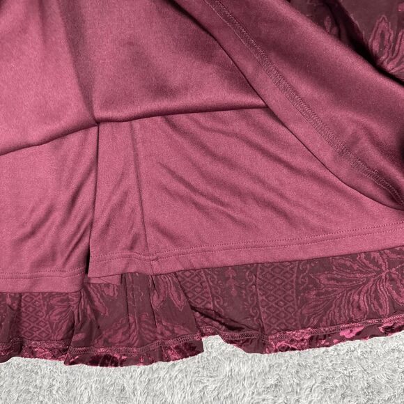 Easel Women's Witchy Romantic Velvet Burnout Empire Dress S Maroon Dark - Picture 15 of 16